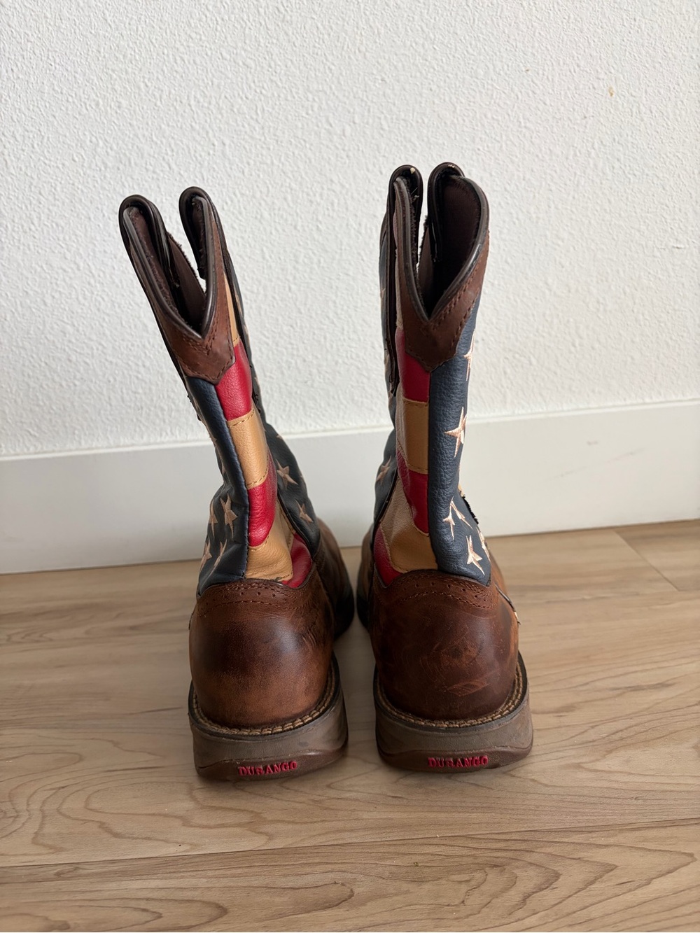 Durango Rebel American Flag Western Work Boots Men’s 10EE Brown Leather DB5554 - Picture 9 of 14